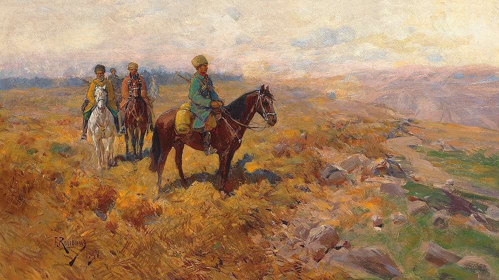 武装的白种人车手巡逻 作者 弗朗兹·鲁博（Franz Roubaud）