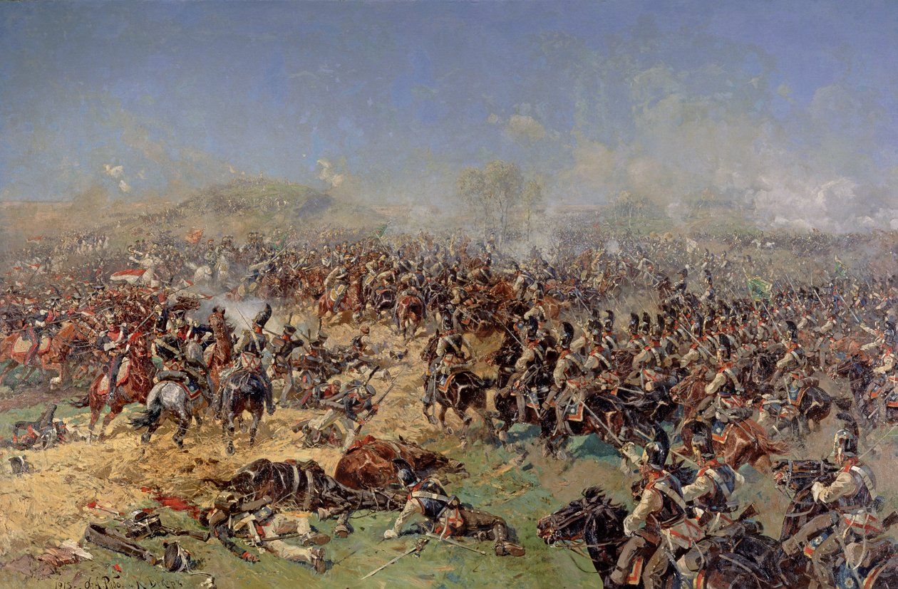 波罗底诺战役于1812年8月26日，1913年 作者 弗朗兹·鲁博（Franz Roubaud）