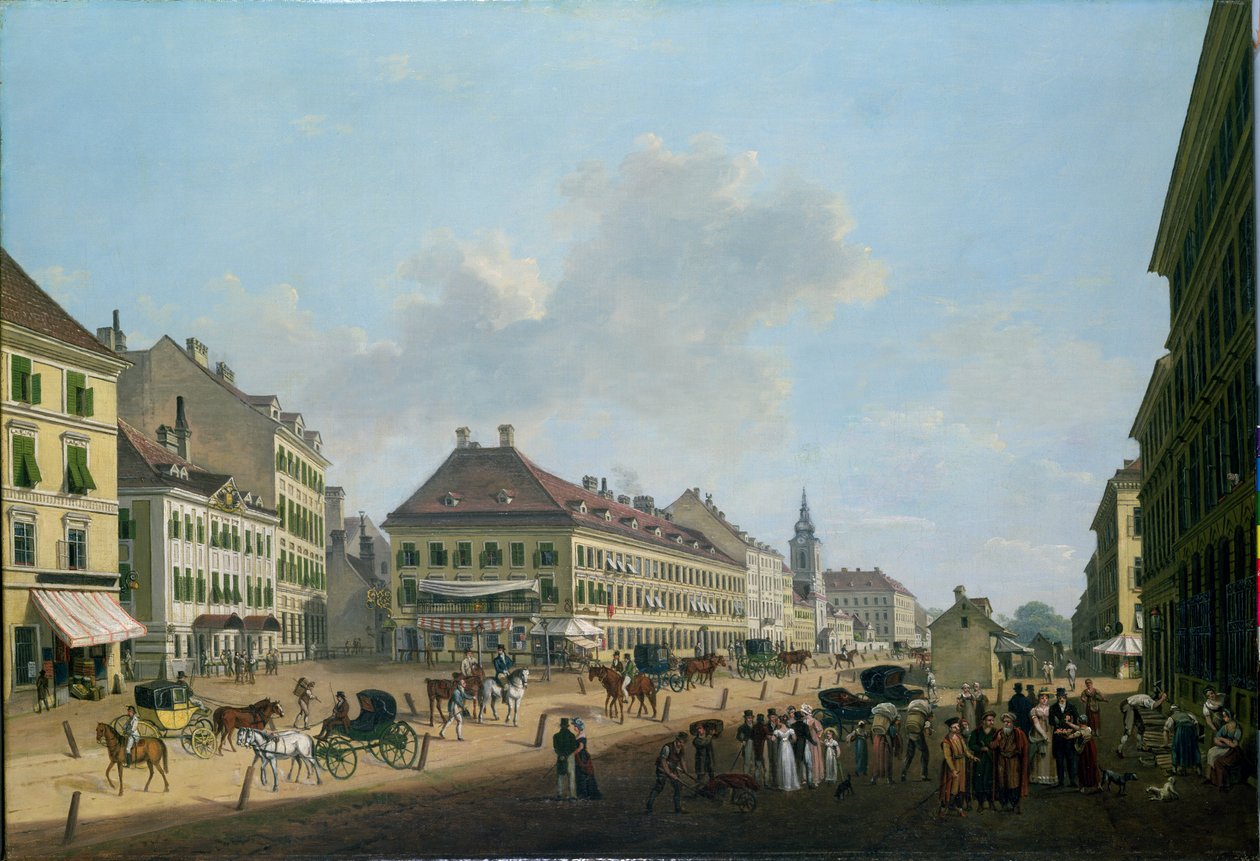 维也纳，长廊，1824年 作者 弗朗兹·谢耶勒（Franz Scheyerer）