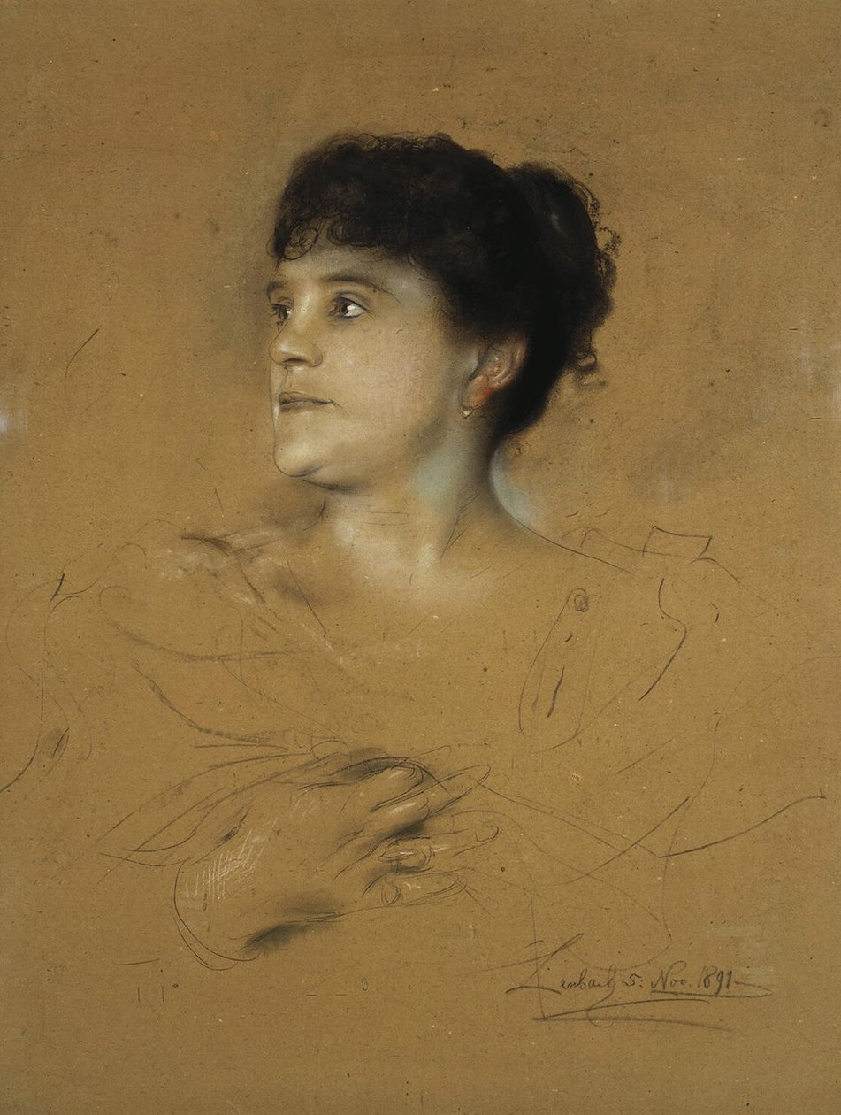 Marcella Sembrich的肖像，1891年（纸板上的粉彩） 作者 弗朗兹·塞拉夫·冯·伦巴赫