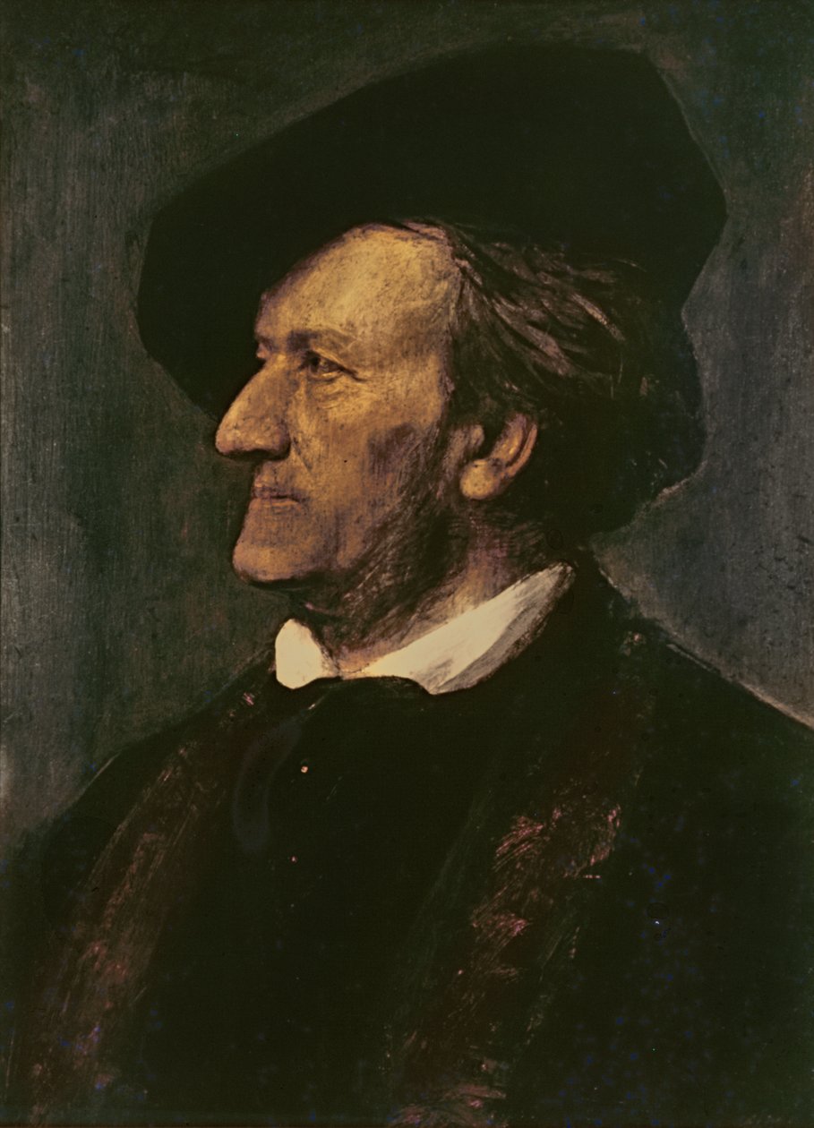 Richard Wagner的肖像（1813-83） 作者 弗朗兹·塞拉夫·冯·伦巴赫