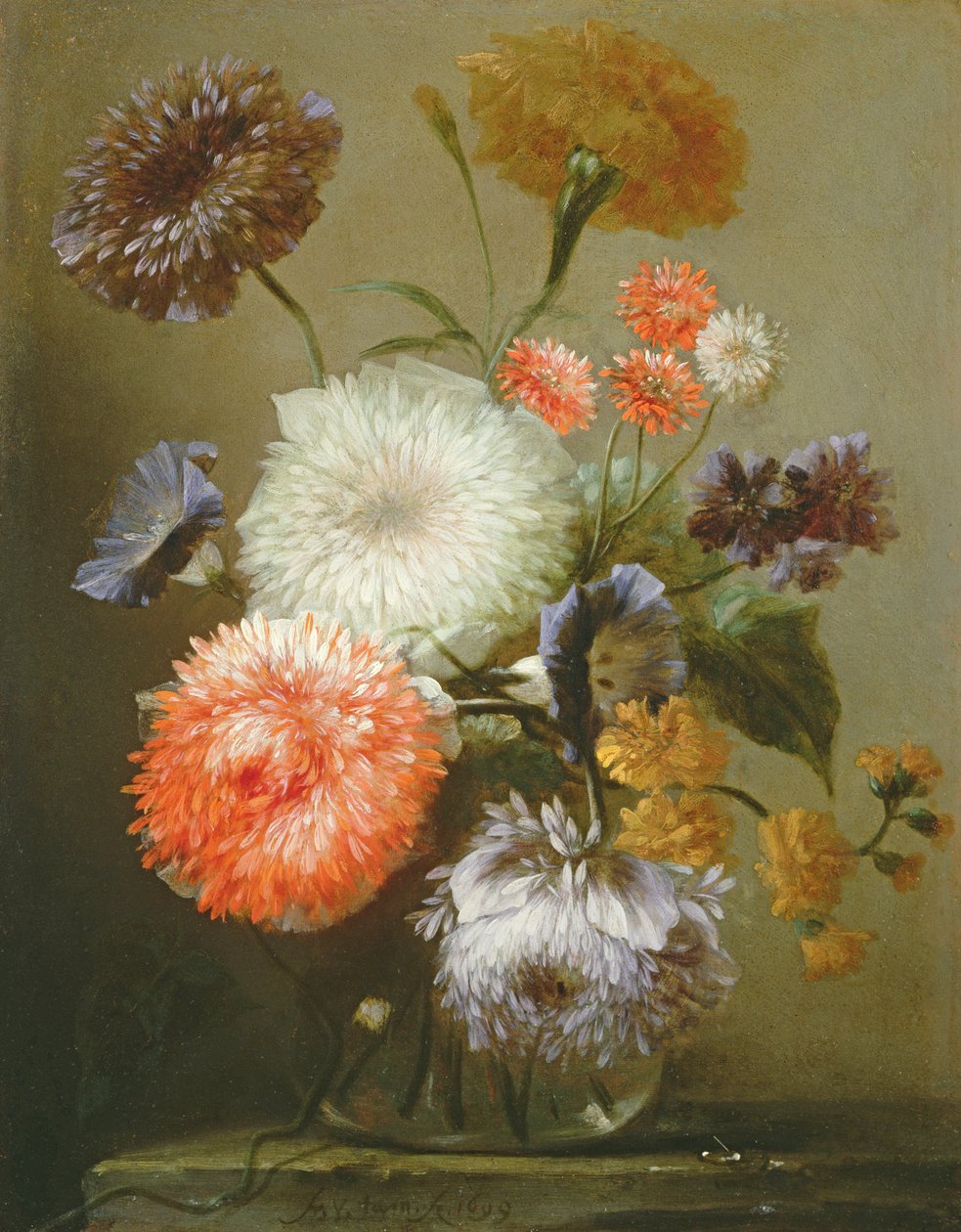 鲜花静物，1699（铜上油） 作者 弗朗茨·维尔纳·塔姆