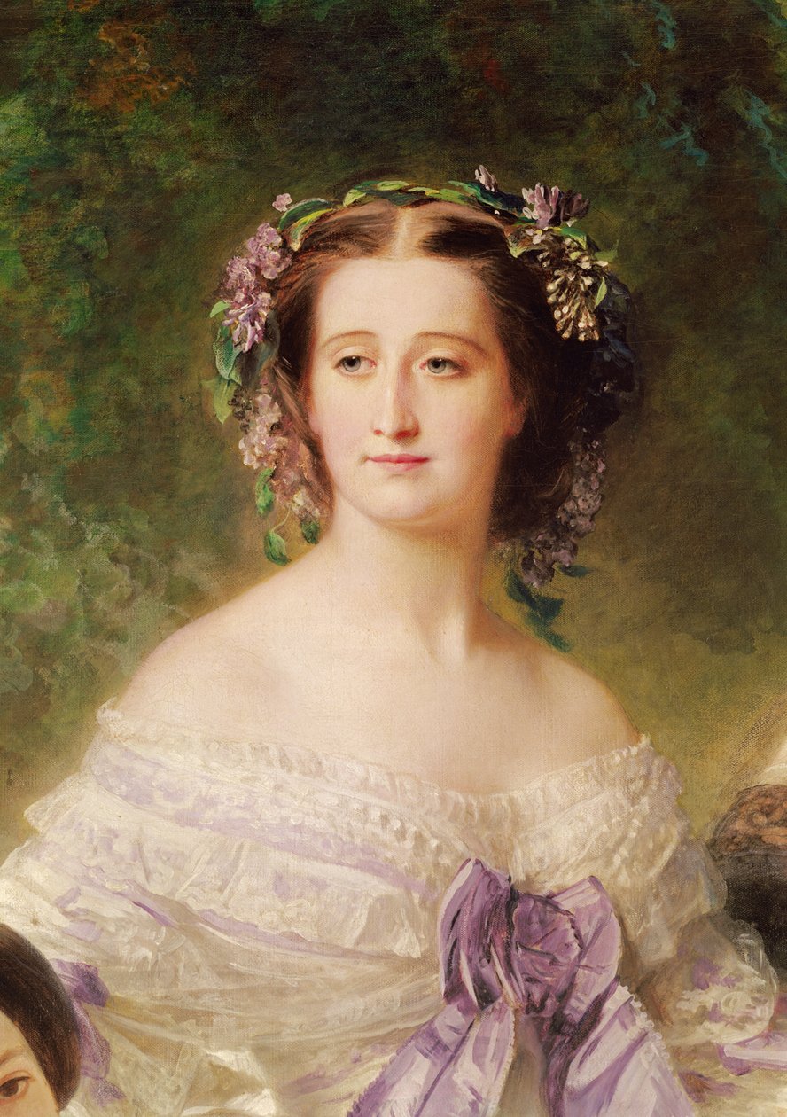 女皇Eugenie（1826-1920）和她的女士们在等待，女皇的细节，1755年（细节37015） 作者 弗朗茨泽维尔温特哈尔特