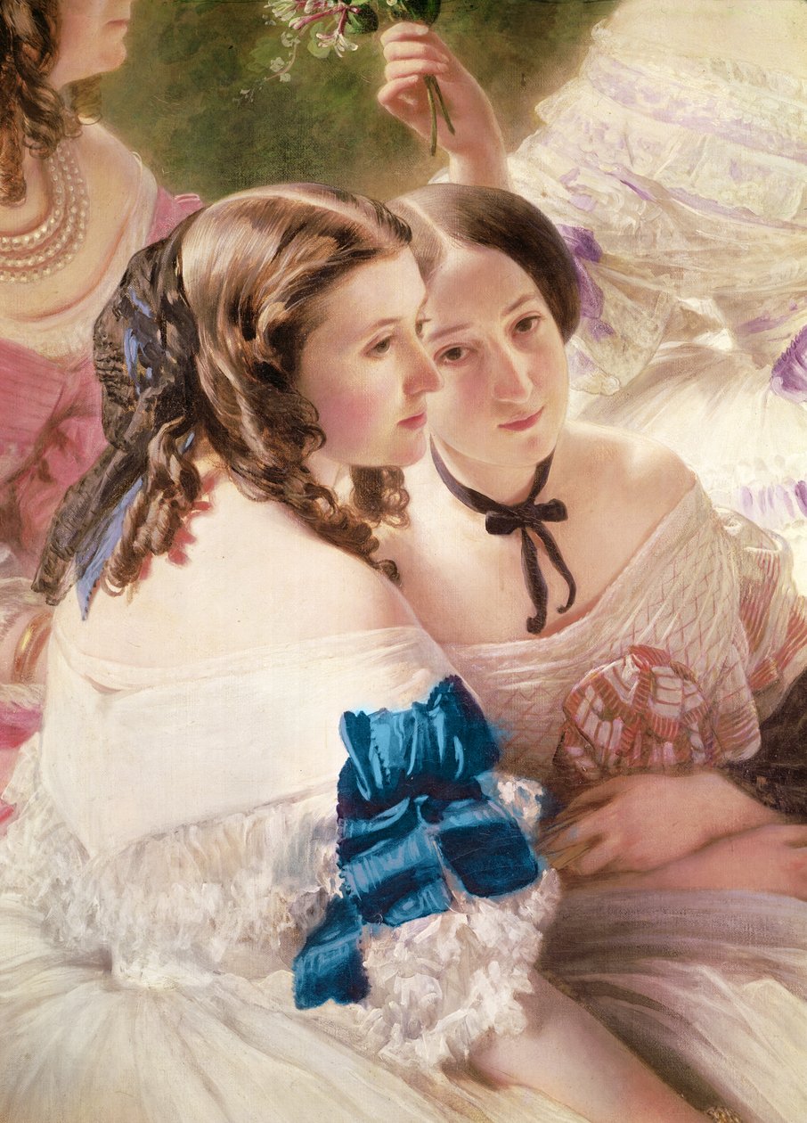 女主人Eugénie在她的女士们的等待中详细介绍了Pierz男爵夫人，Lezay-Marnesia的Viscountess，1855年布面油画 作者 弗朗茨泽维尔温特哈尔特