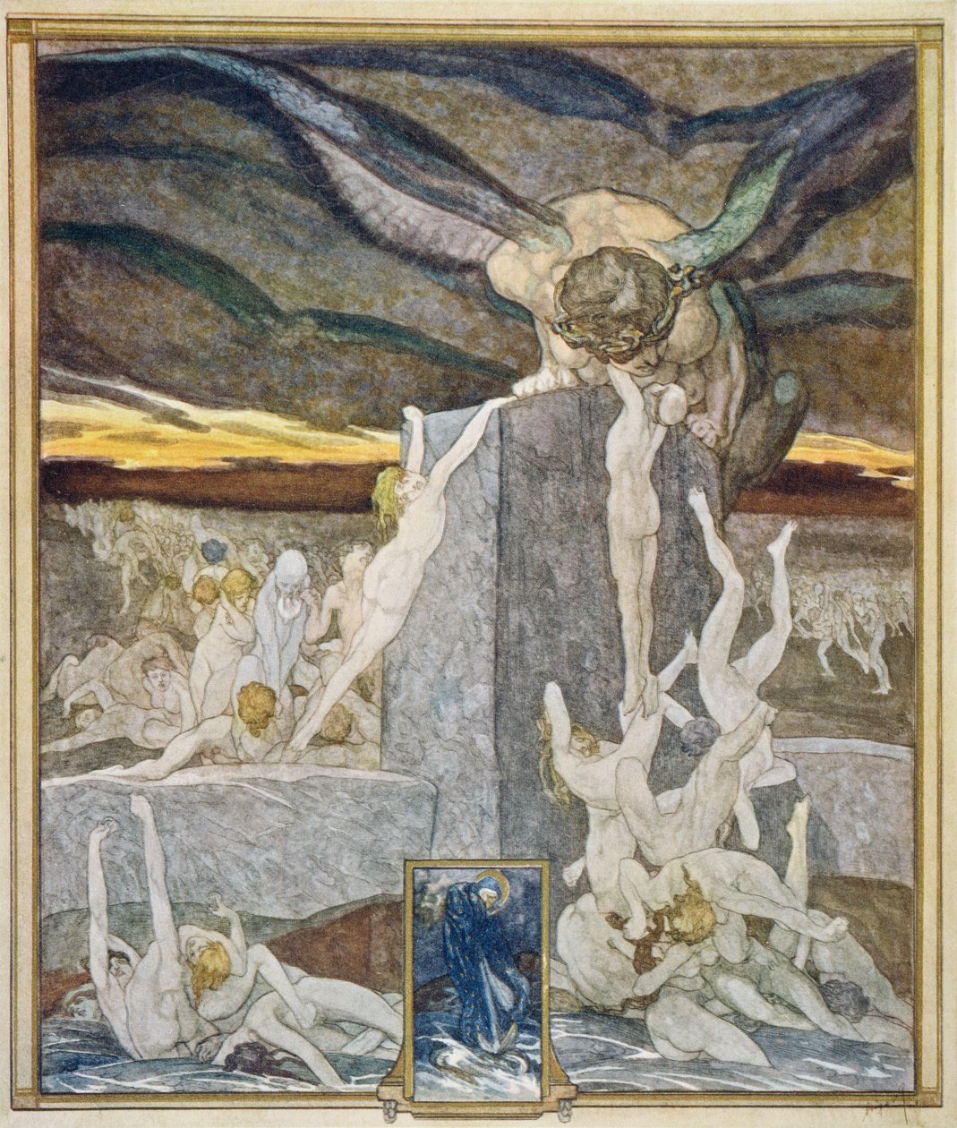 来自但丁的“神曲”，Inferno，Canto XIX，1921年的插图 作者 弗朗兹·冯·贝罗斯