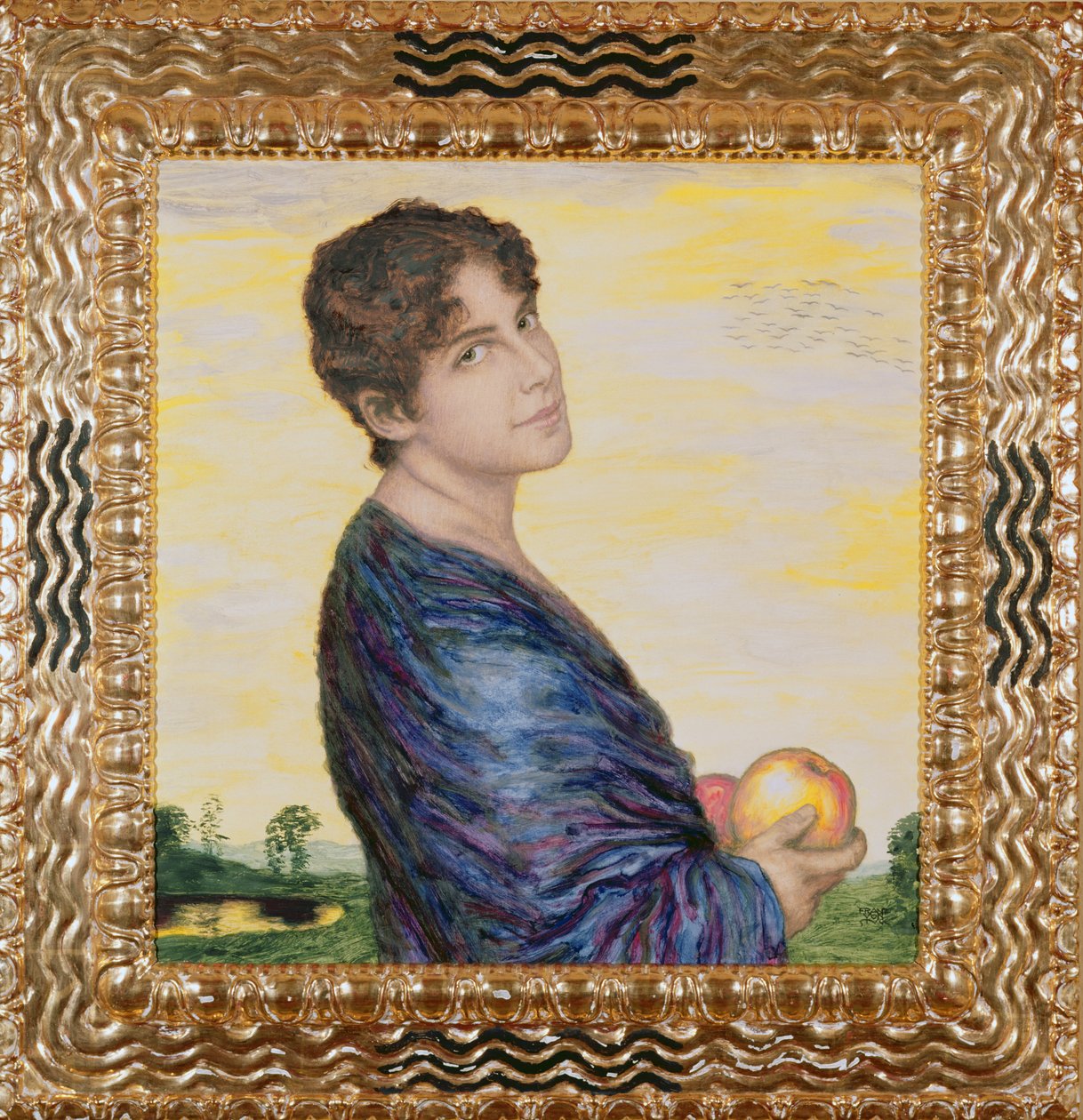 女人抱着一个苹果，c.1916（油） 作者 弗朗兹·冯·斯塔克