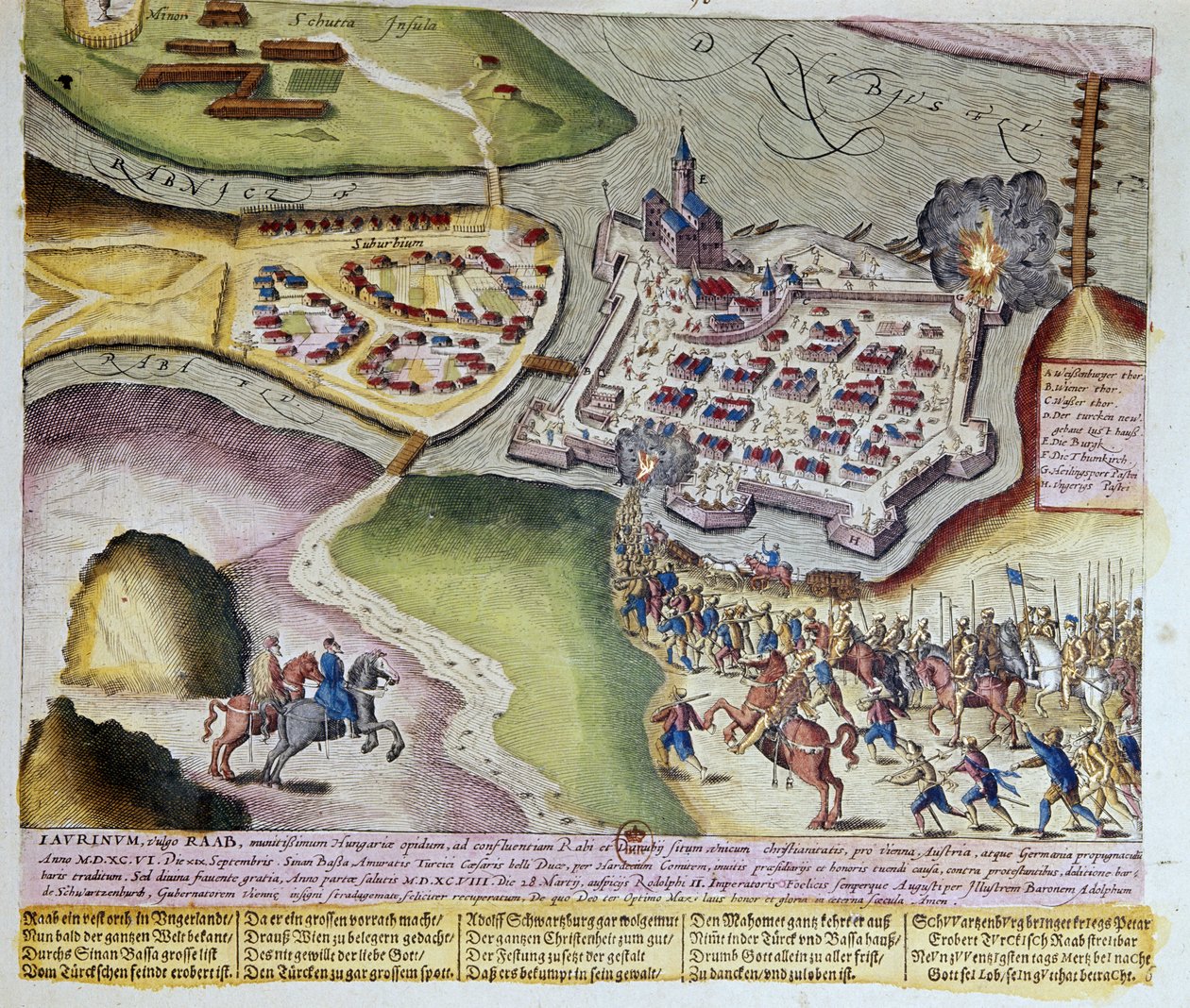 1598 年 3 月 28 日，阿道夫-施瓦岑贝格攻占拉布。1653 弗朗茨-霍根贝格（1535-1590 年）的版画，巴黎 B.N 美术馆。 作者 弗朗兹·霍根伯格（后）