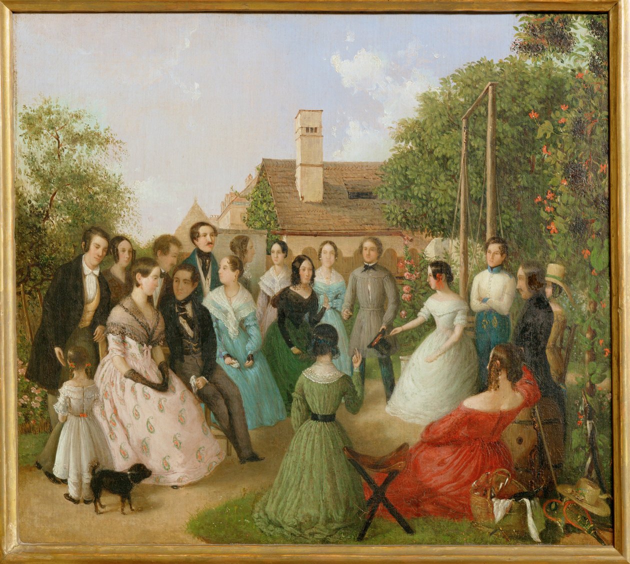 Pfaenderspiele der Familienmitglieder Alt im Garten - 阿特家花园里的弃权游戏......（布面油画） 作者 弗朗兹·阿尔特