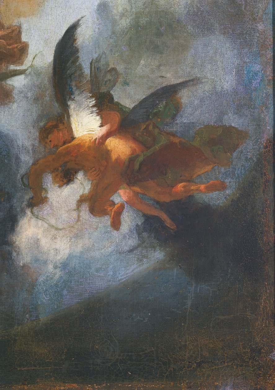 天使，细节来自耶稣会士对整个世界的使命的寓言，作者 Franz Anton Maulbertsch（1724-1796）。 德国 作者 弗朗兹·安东·毛伯特
