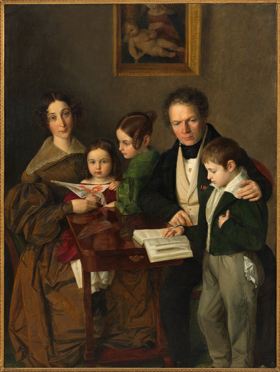作曲家Johann Baptist Gänsbacher 1778-1844和他的家人，约1838年。 作者 弗朗茨·安东·施泰尔