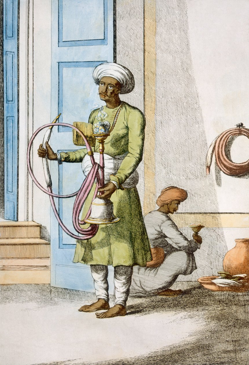 Hookah Burdar，或Huka Bearer，来自&39;印度教徒，或他们的举止，服装和仪式的描述&39;，c.1808-12（彩色蚀刻） 作者 弗朗兹·巴尔萨扎（Franz Balthazar）Solvyns