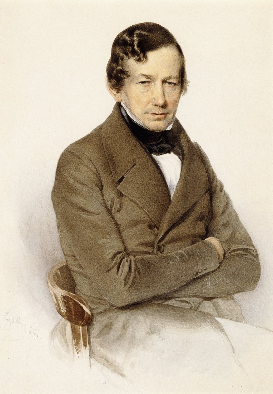 安东·迪亚贝利（Anton Diabelli）肖像，坐半身，1842年 作者 弗朗兹·艾伯（Franz Eybl）