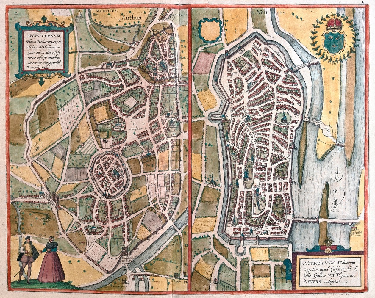 Autun 和 Nevers，法国 （雕刻 作者 弗朗兹·霍根伯格