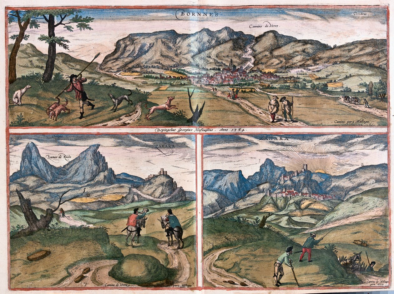 Bornos 和 Zahara de la Sierra，西班牙 （雕刻 作者 弗朗兹·霍根伯格