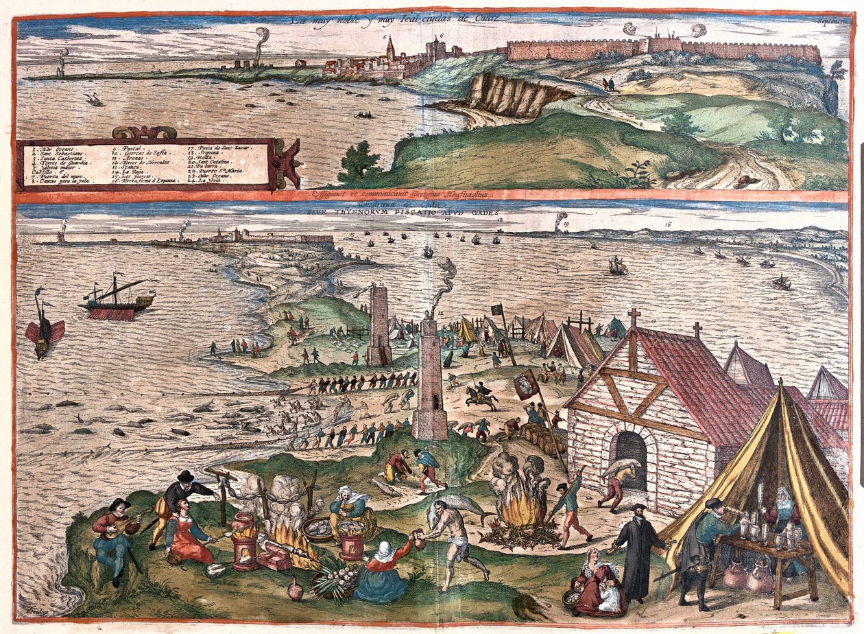 Cadiz, Spain.(Upper: the chapel of St Sebastian, lower: Cadiz