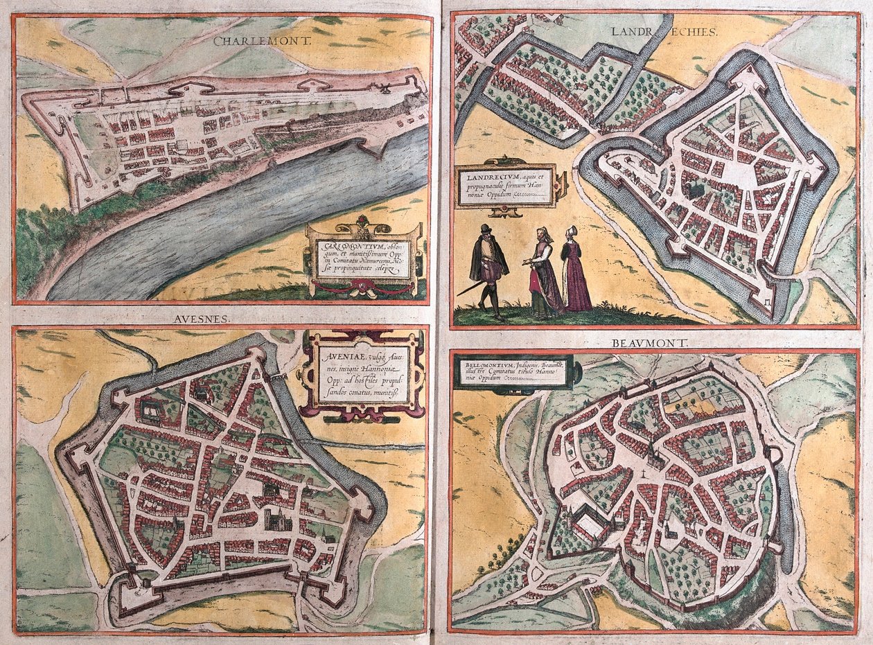 Charlemont、Beaumont、Avesnes 和 Landrecies，法国 （雕刻 作者 弗朗兹·霍根伯格