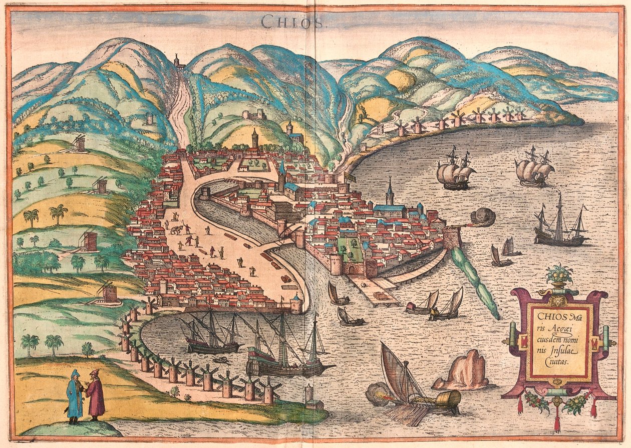 Chios or Chio, Greece (engraving 作者 弗朗兹·霍根伯格