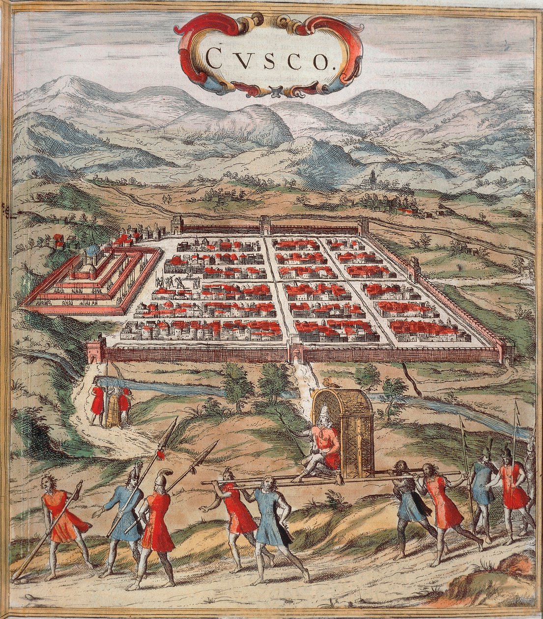库斯科，印加文明（今秘鲁）的主要中心，图片来自 Braun 和 Hogenberg 的“Civitates Orbis Terrarum” 作者 弗朗兹·霍根伯格