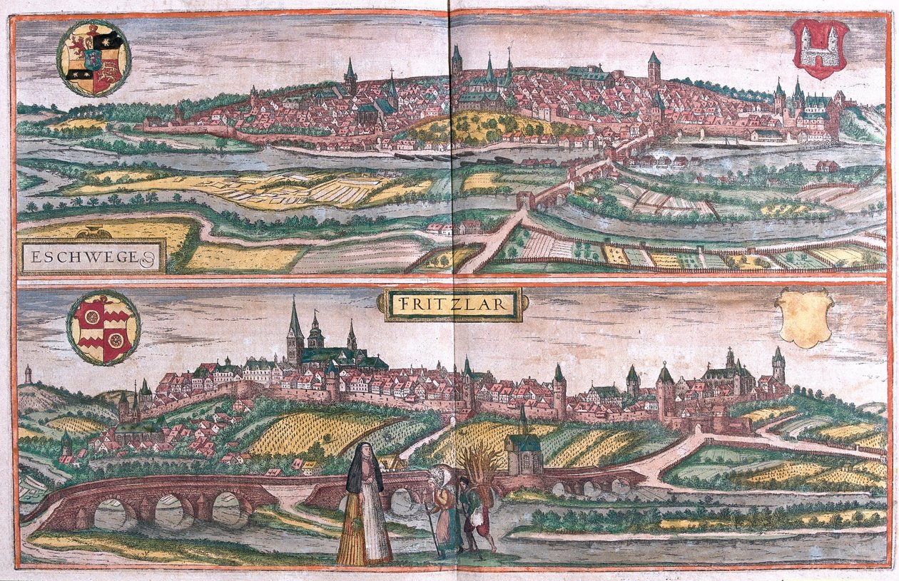 Eschwege 和 Fritzlar，德国（雕刻 作者 弗朗兹·霍根伯格