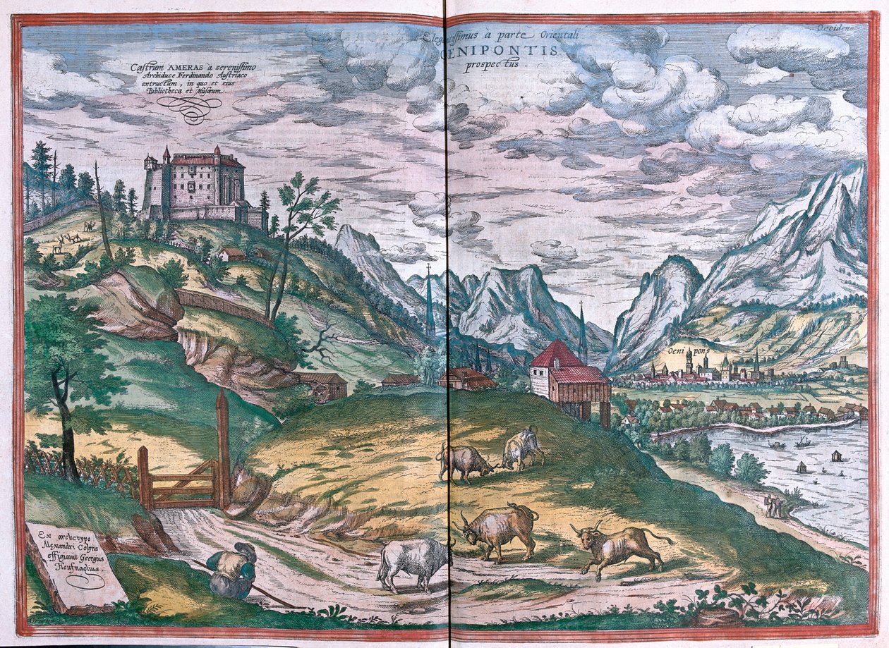 Innsbruck, Austria (engraving 作者 弗朗兹·霍根伯格