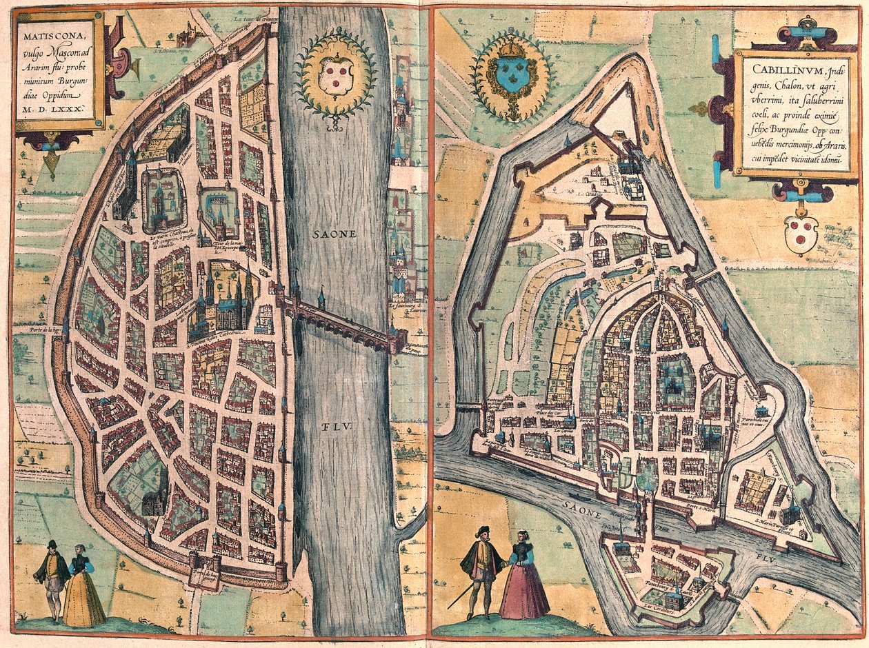 Macon - Chalons sur Saone, France (engraving 作者 弗朗兹·霍根伯格