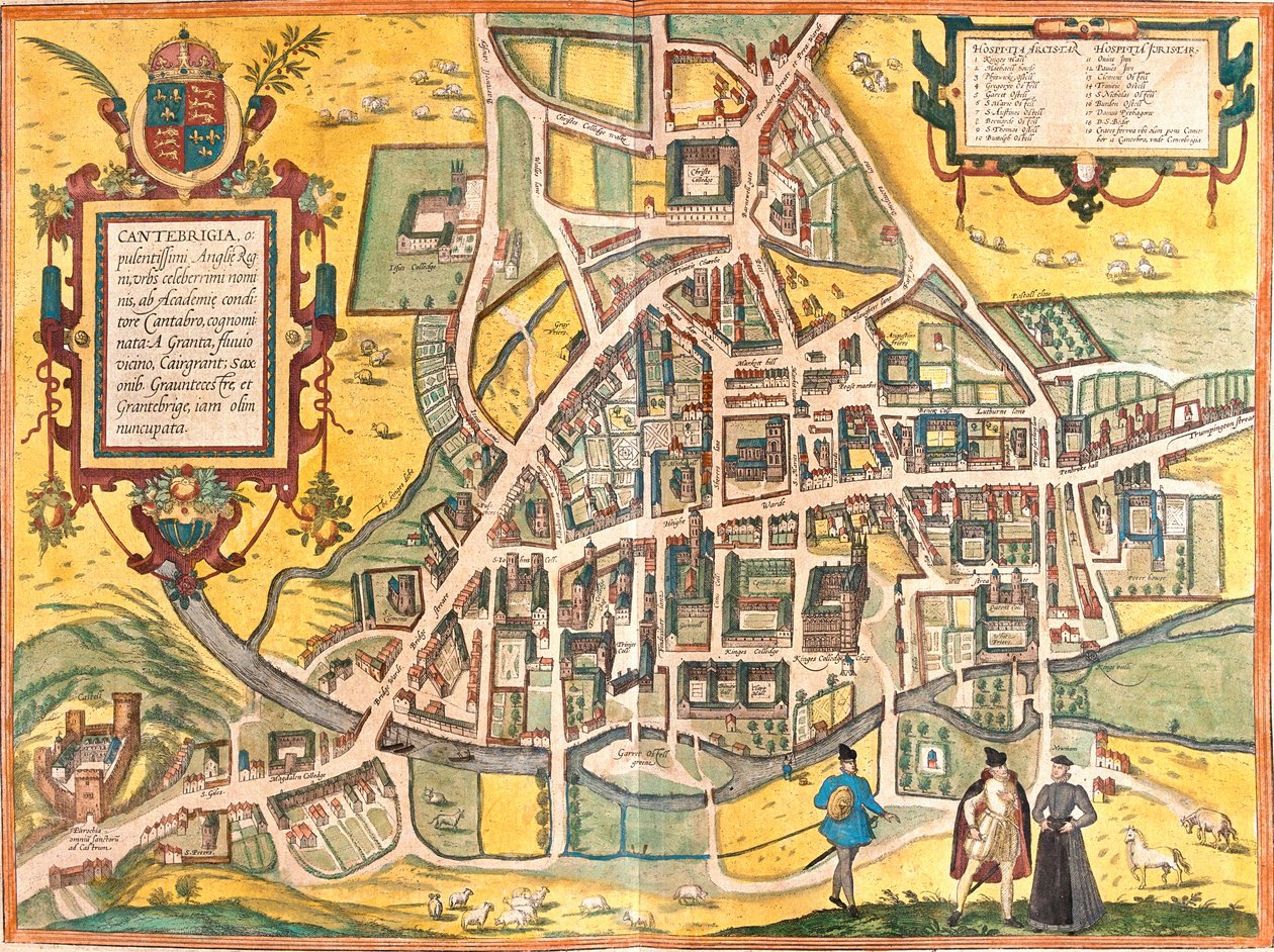 英国剑桥地图（Cantebrigia）（蚀刻画 作者 弗朗兹·霍根伯格