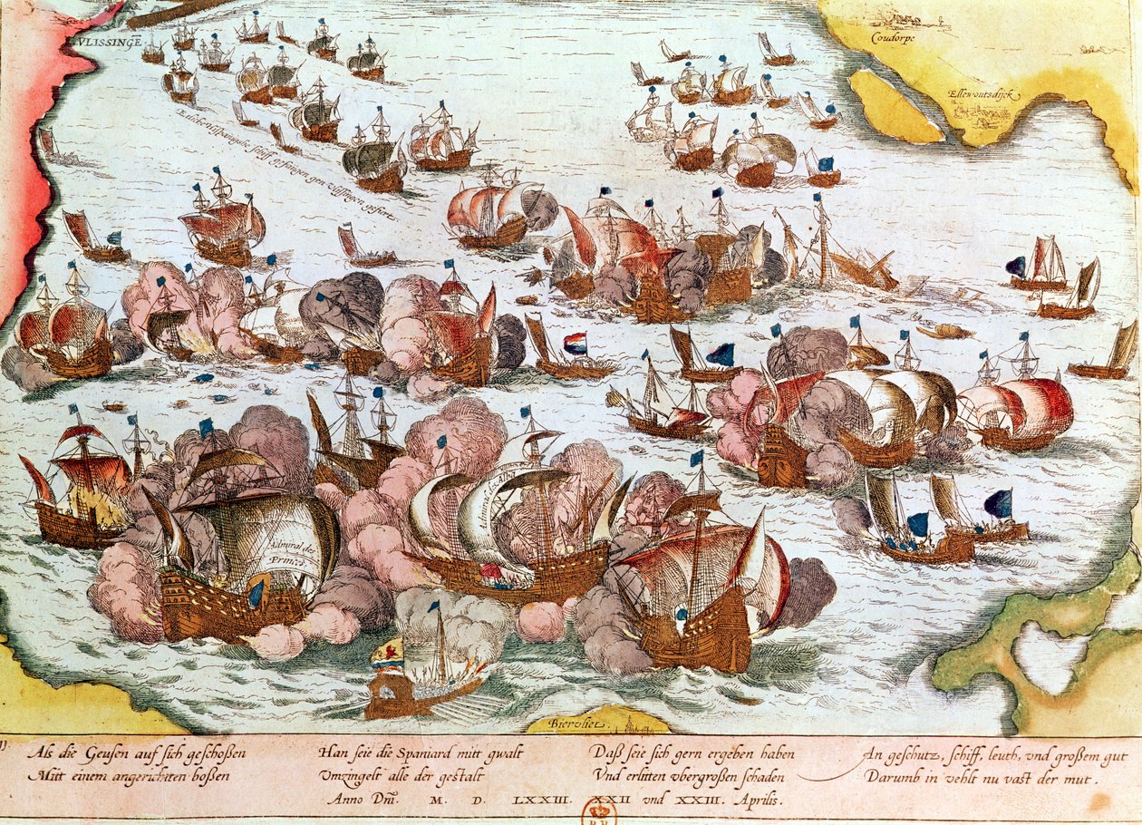 1573年，海上乞丐与西班牙人之间的海战 作者 弗朗兹·霍根伯格