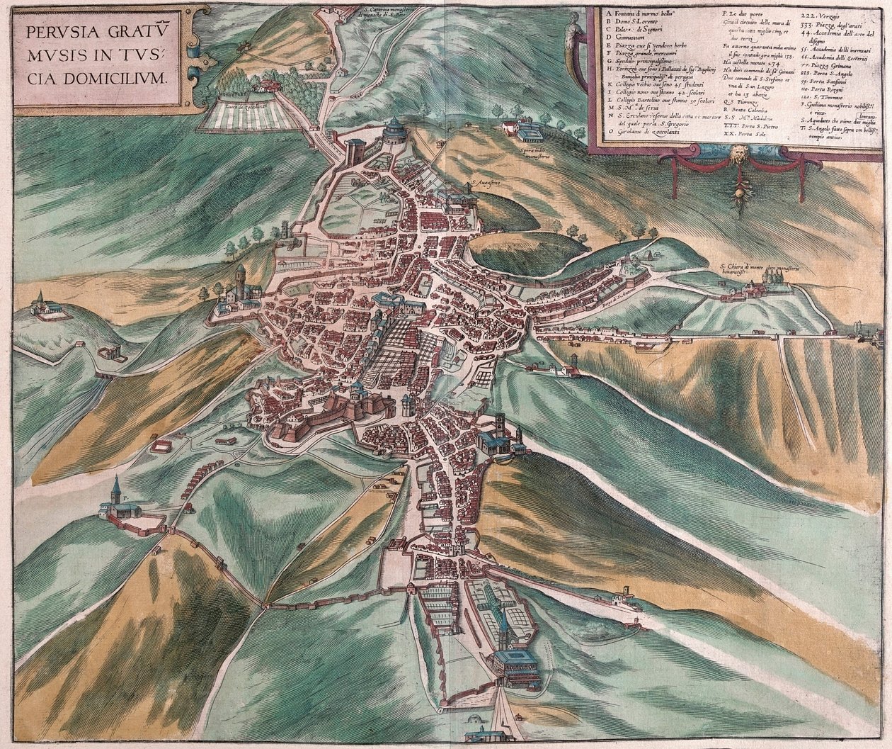 Perugia, Italy (engraving 作者 弗朗兹·霍根伯格