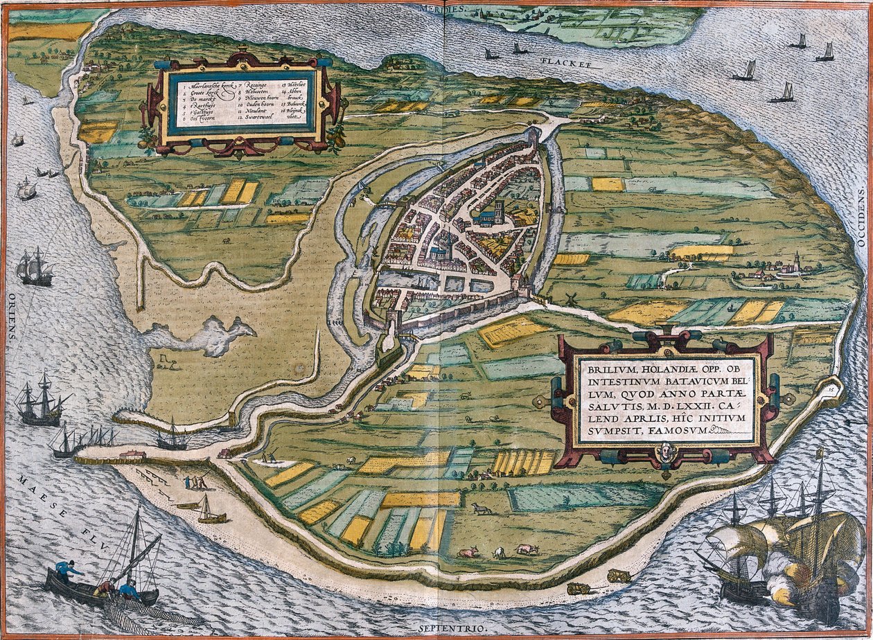 Plan de Brielle (Brilium)，荷兰（蚀刻 作者 弗朗兹·霍根伯格