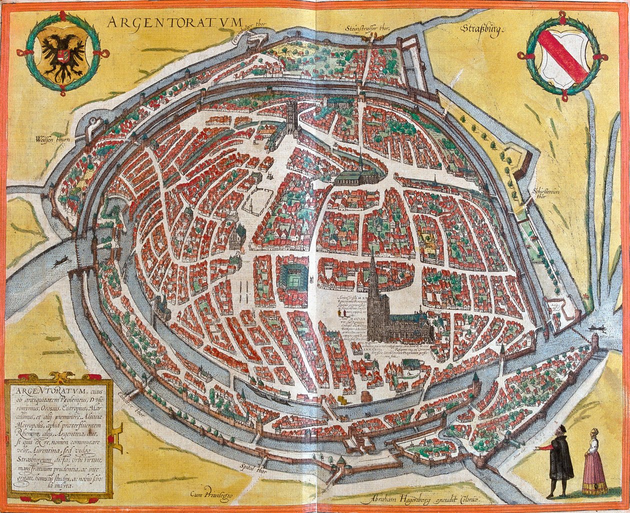 Plan de Strasbourg (Argentoratum), France (etching 作者 弗朗兹·霍根伯格