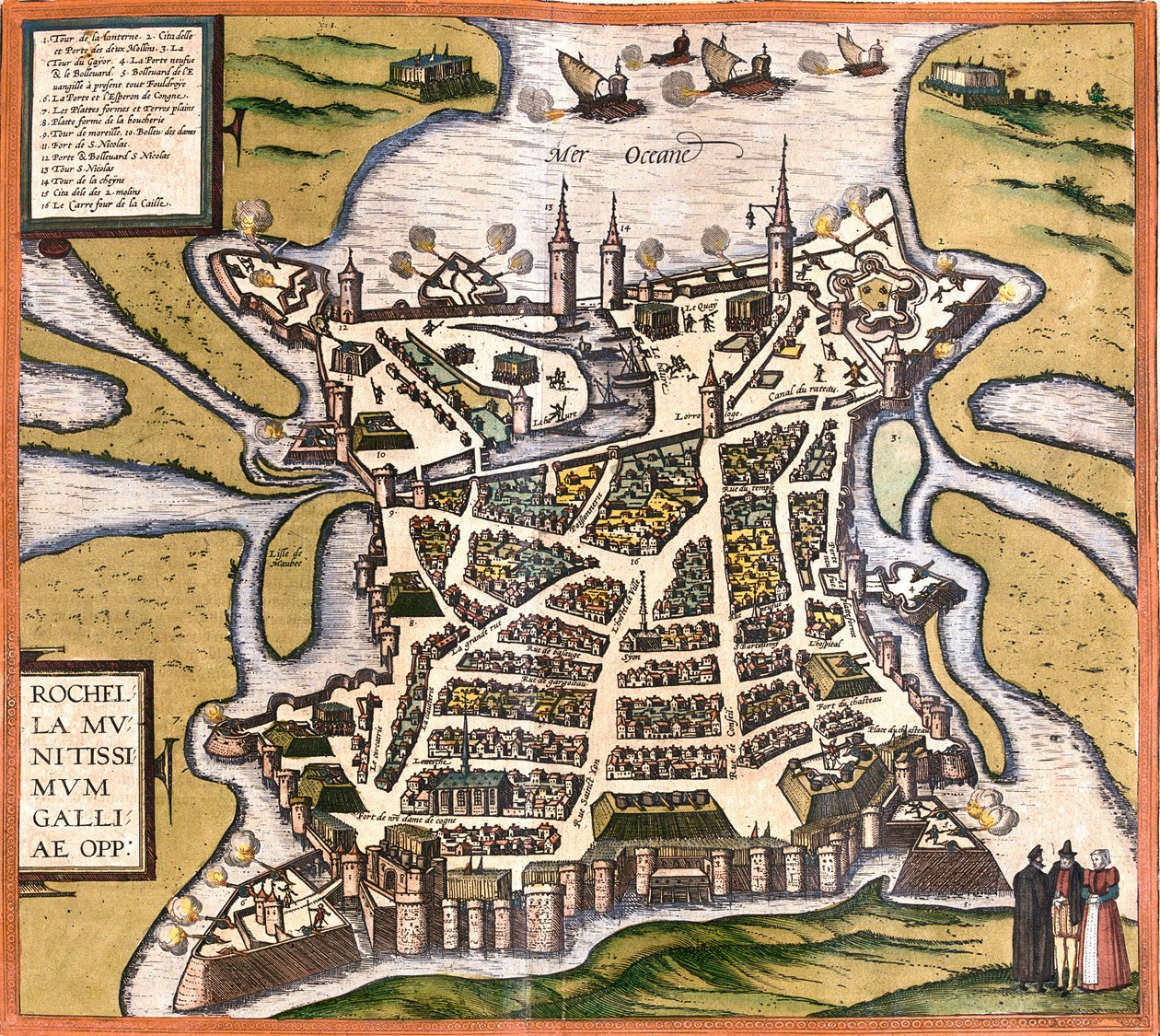 Plan of La Rochelle (Rochella), France (etching 作者 弗朗兹·霍根伯格
