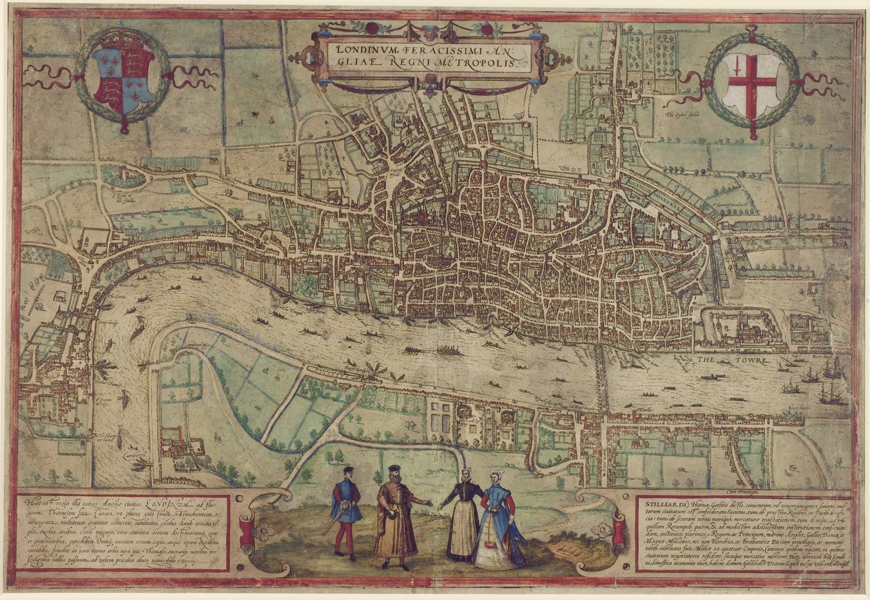 来自&39;Civitates Orbis Terrarum&39;的伦敦计划，第一卷。 1,1572（彩色雕刻在纸上） 作者 弗朗兹·霍根伯格