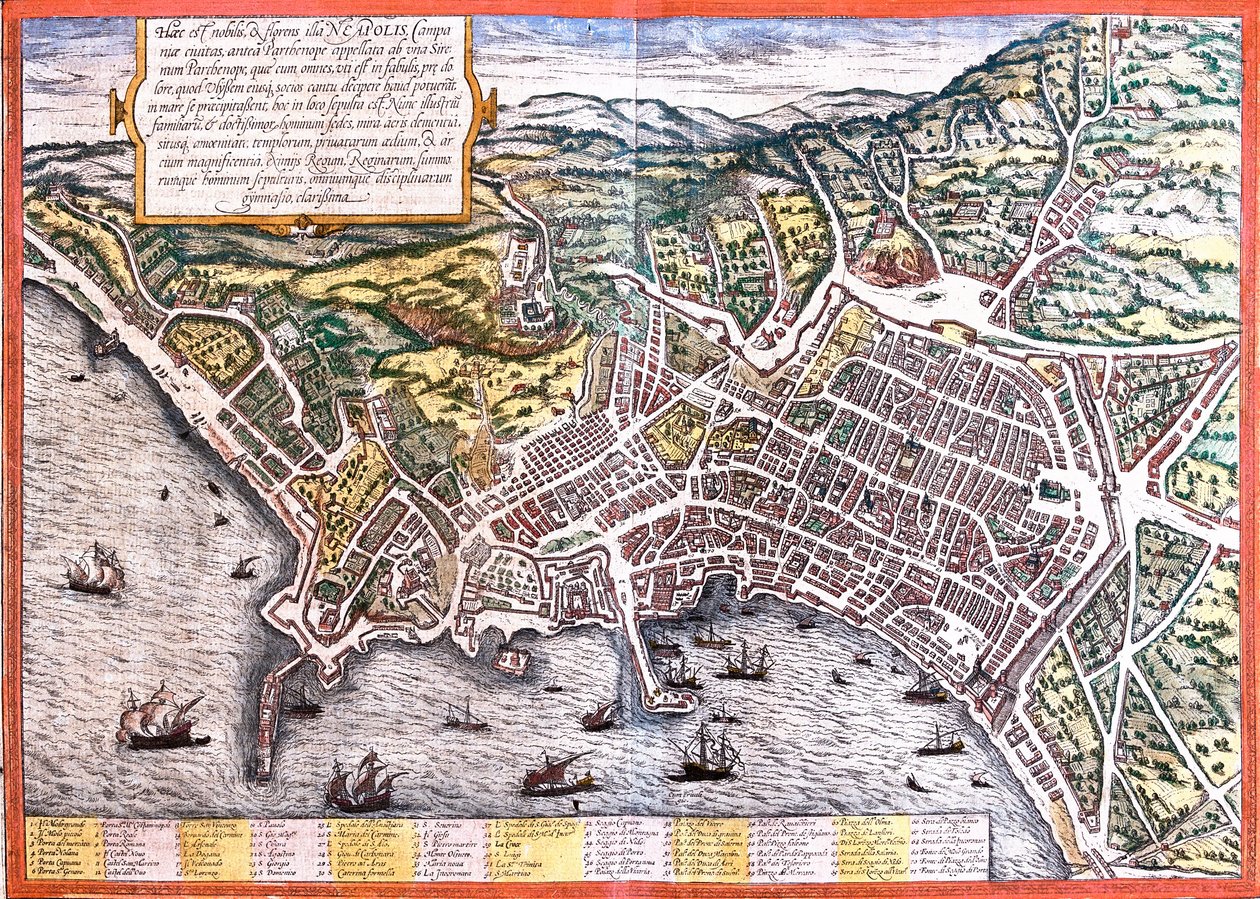 Plan of Naples (Neapolis), Italy (etching 作者 弗朗兹·霍根伯格