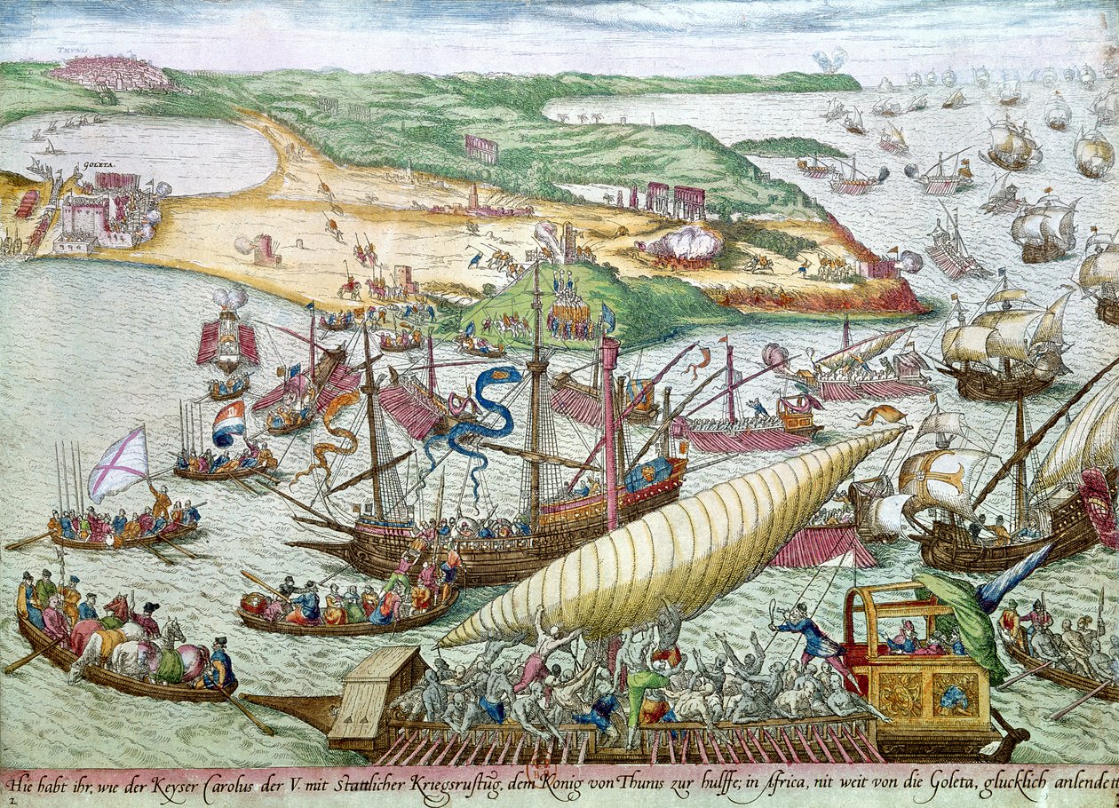 1535年查理五世的突尼斯围攻或La Goulette 作者 弗朗兹·霍根伯格