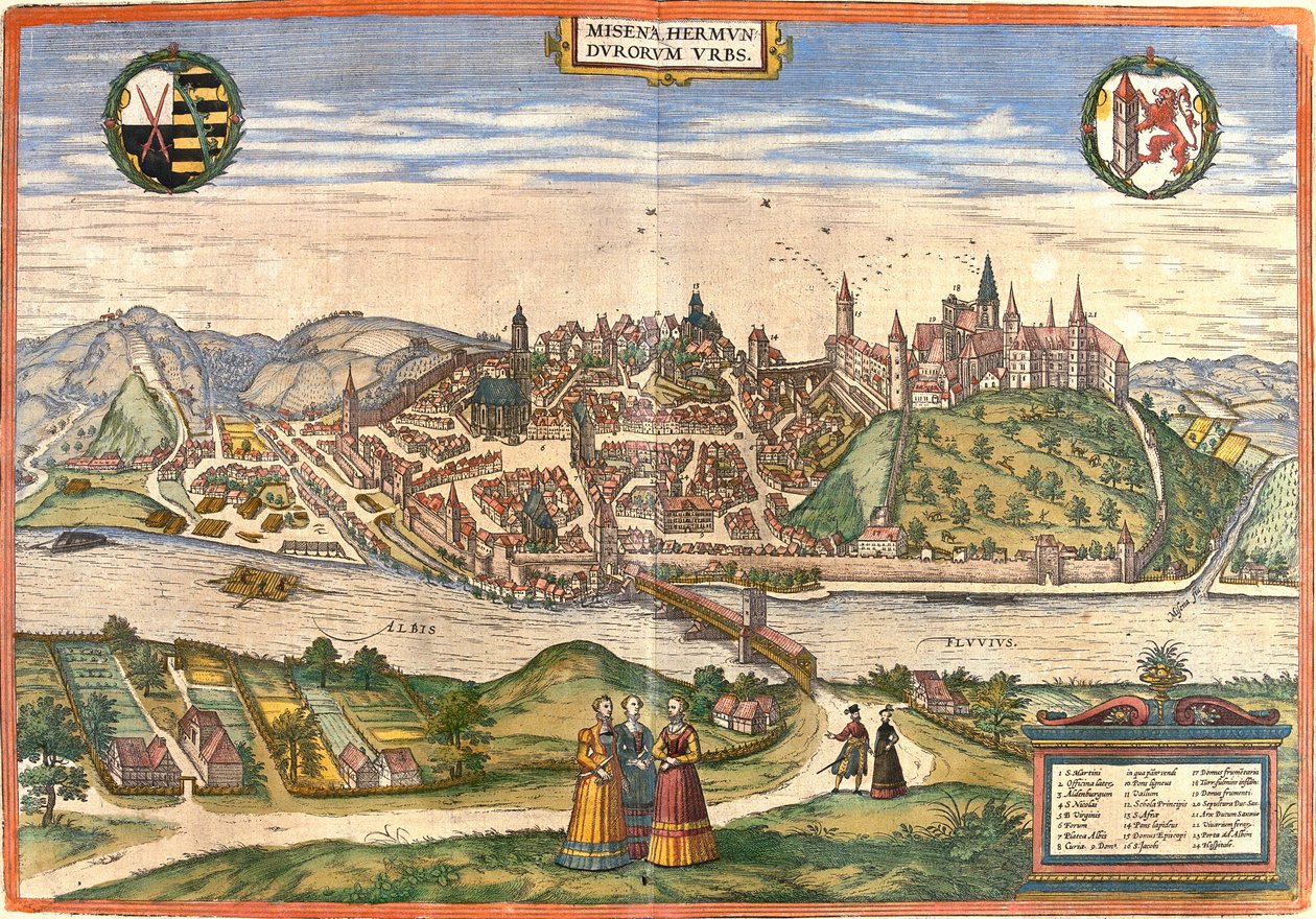 View of Meissen (Misena), Germany (etching 作者 弗朗兹·霍根伯格