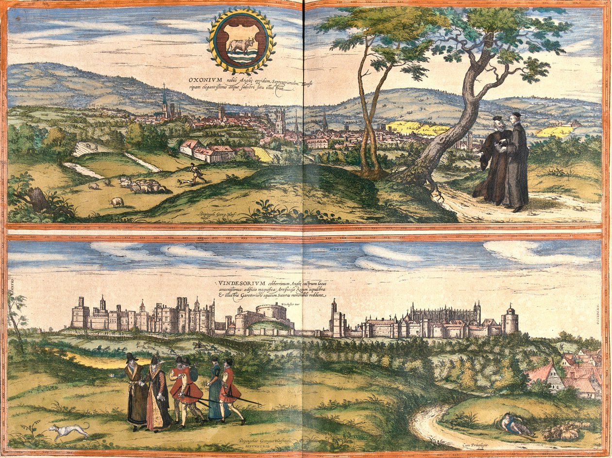 Views of Oxford (Oxonium) and Windsor (Vindesorium), England (etching 作者 弗朗兹·霍根伯格