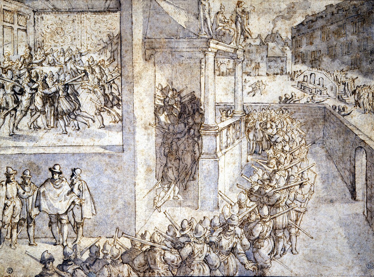 宗教之战（圣巴特勒米）。霍根伯格的绘画作品 作者 弗朗兹·霍根伯格