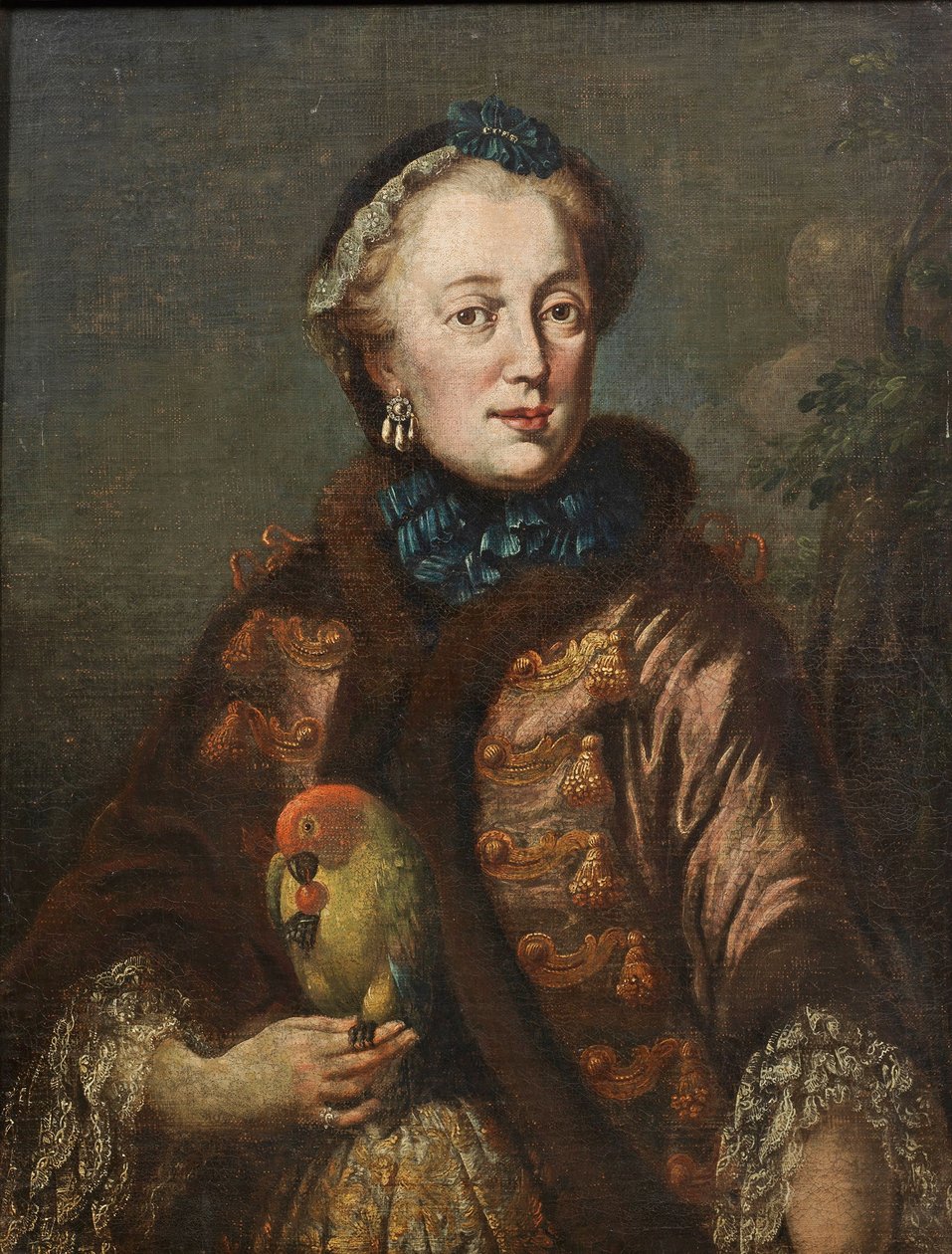 德语：Kurfürstin Maria Anna von Bayern mit Papagei 萨克森选帝侯玛丽亚-安娜-索菲亚（1728-1797 年）与鸟的肖像 作者 弗朗兹·约瑟夫·温德