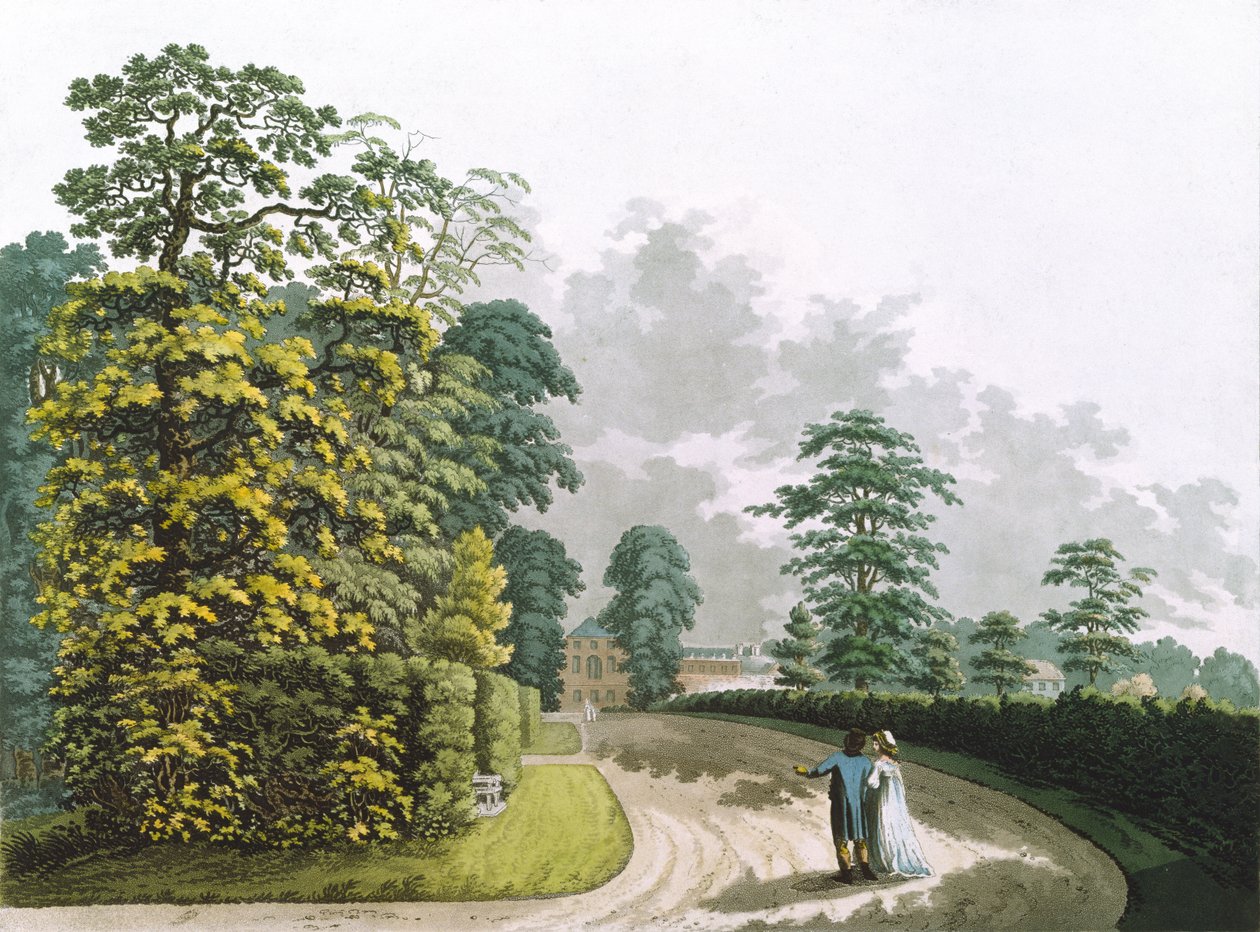 肯辛顿花园宫殿的侧视图，由Heinrich Joseph Schutz（1760-1822）雕刻，酒吧。 1798年由Ackermann（aquatint） 作者 弗朗茨·约瑟夫·曼斯基