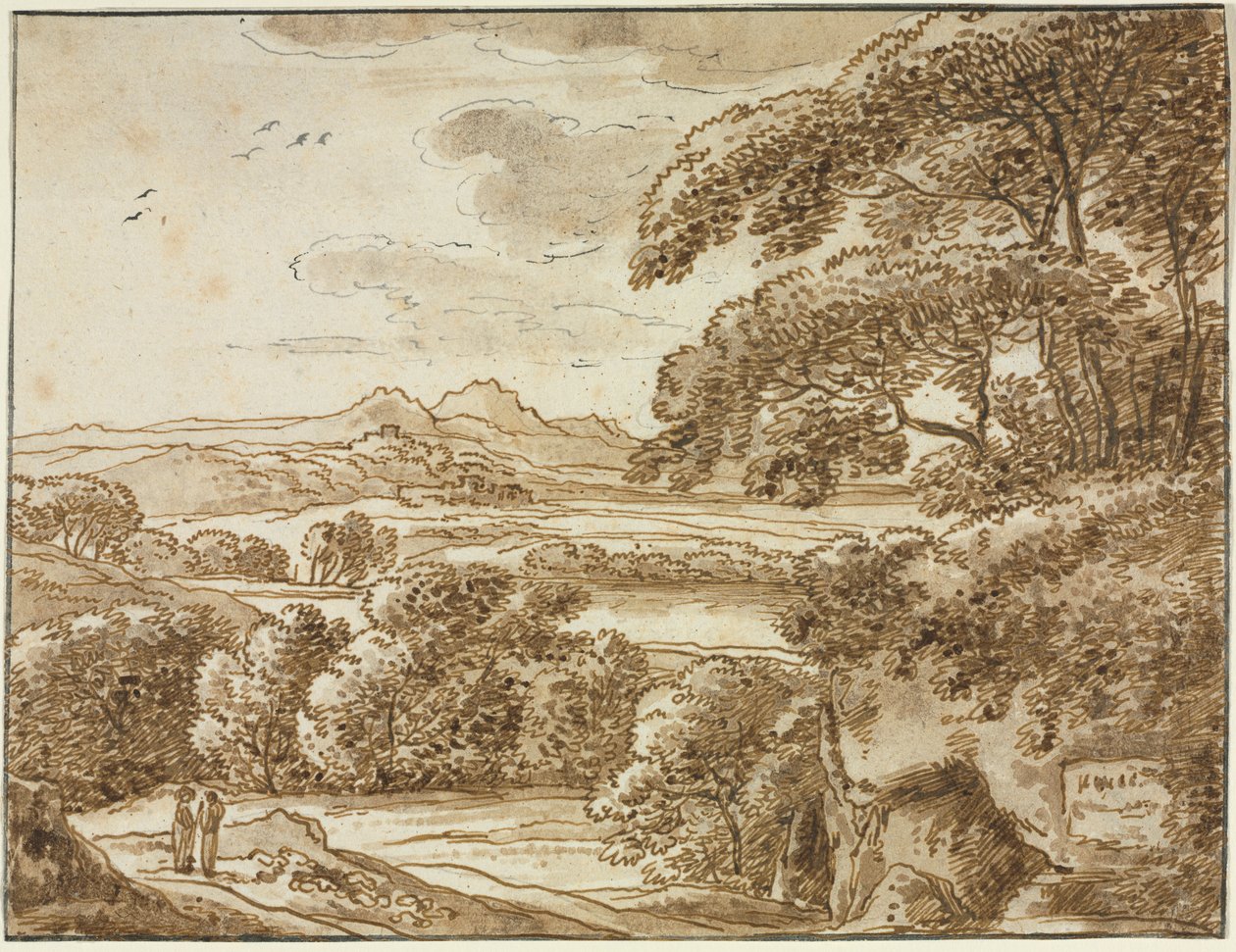 风景，c 1780。 作者 弗朗兹·科贝尔（Franz Kobell）
