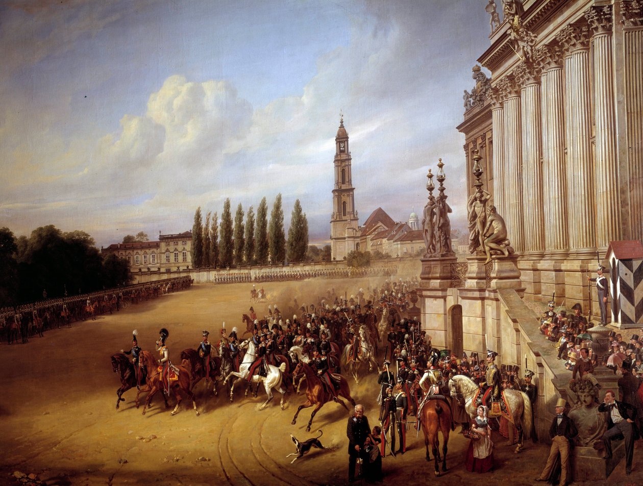 在 Postdam 游行。 Franz Kruger (1797-1857) 的画作。 作者 弗朗兹·克鲁格（Franz Kruger）