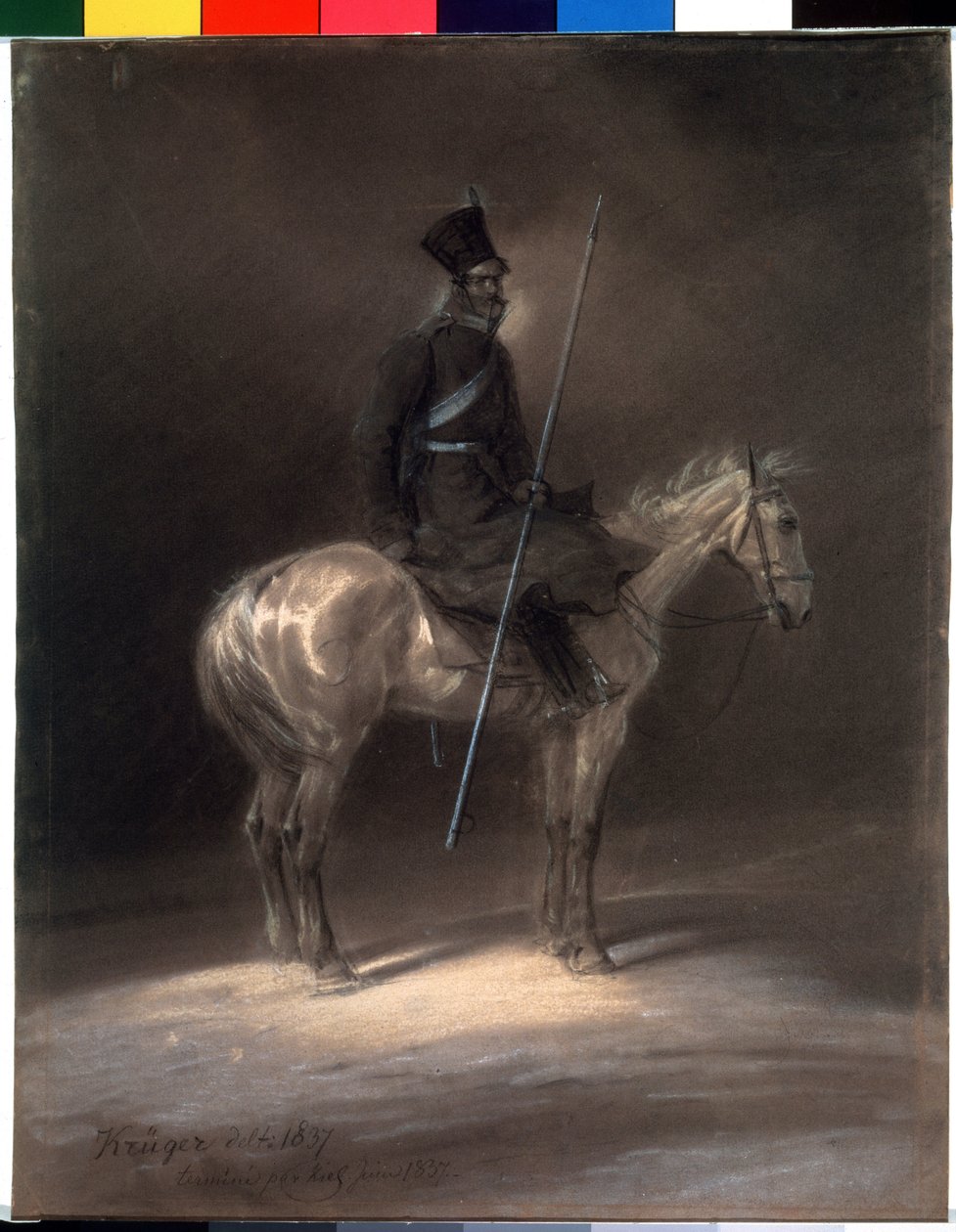 Cosaque a cheval.马背上的哥萨克Dessin de Franz Kruger (1797-1857) 作者 弗朗兹·克鲁格（Franz Kruger）