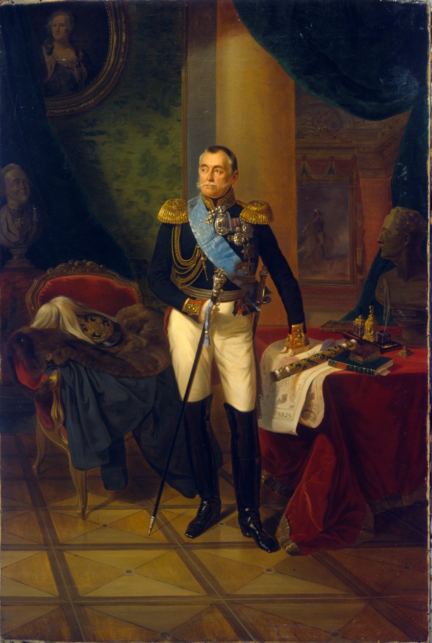 俄罗斯元帅和政治家 Piotr Volkonski（1776-1852 年）的肖像。弗朗茨-克鲁格（1797-1857 年）的画作，布面油画 作者 弗朗兹·克鲁格（Franz Kruger）