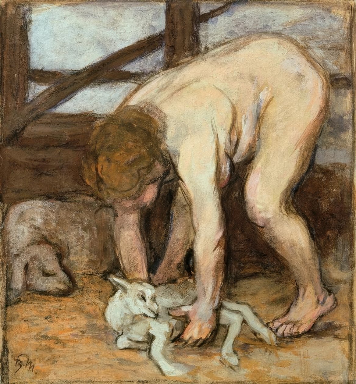 有孩子的裸体 作者 弗朗兹·马克（Franz Marc）