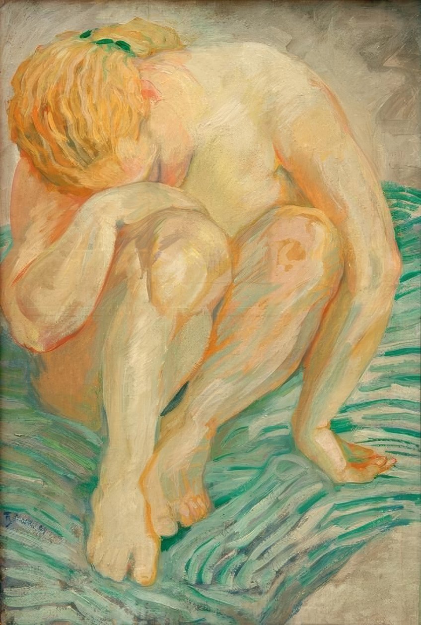 裸体研究（女性裸体） 作者 弗朗兹·马克（Franz Marc）