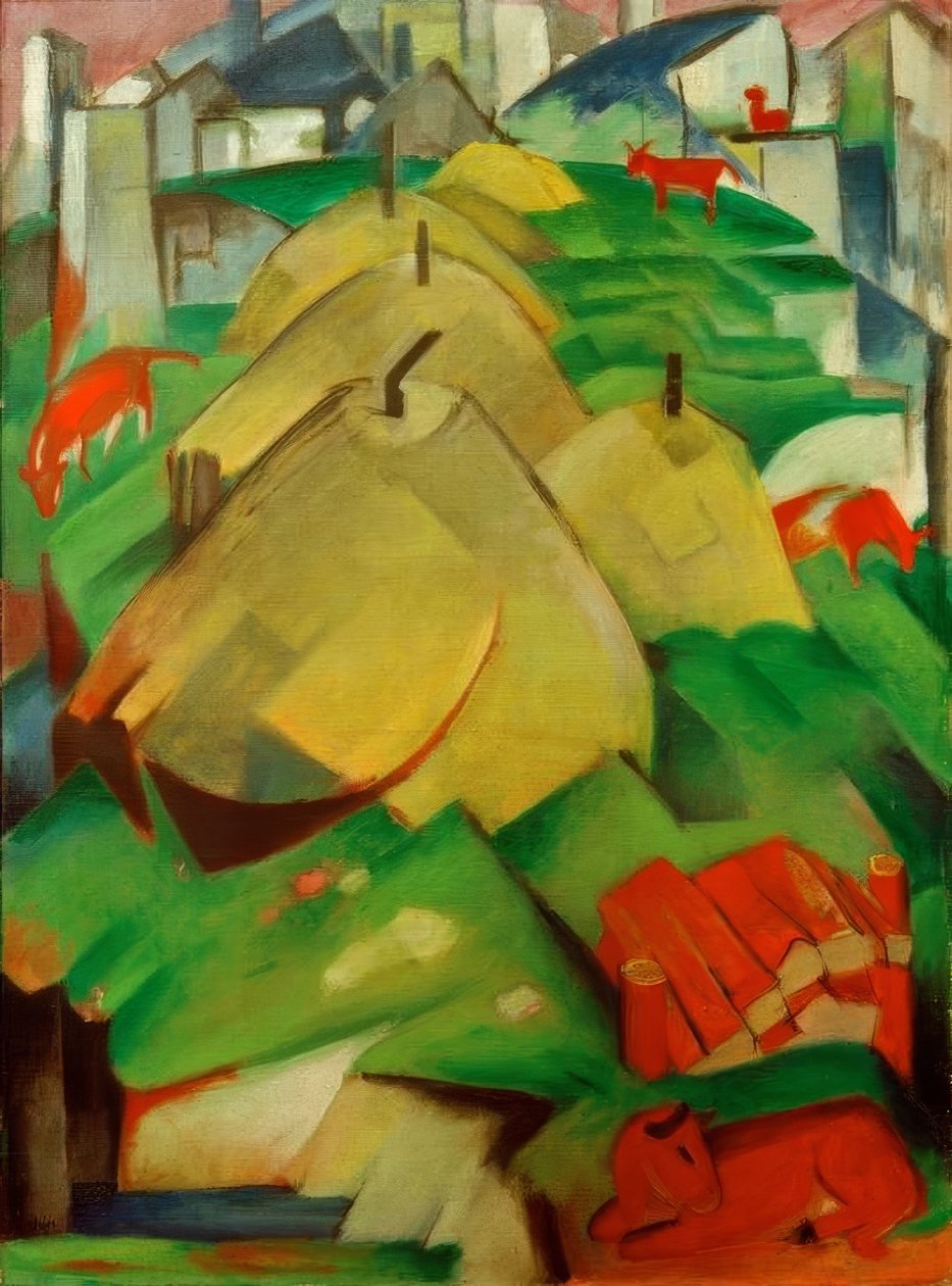 Alpenszene（Streuhocken） 作者 弗朗兹·马克（Franz Marc）