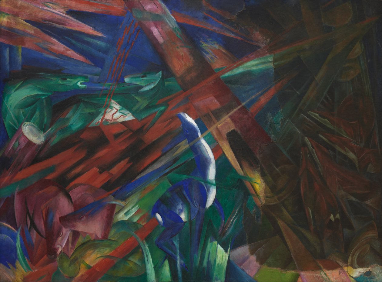 动物的命运 树木展示它们的圆环，动物展示它们的静脉，1913年。 作者 弗朗兹·马克（Franz Marc）