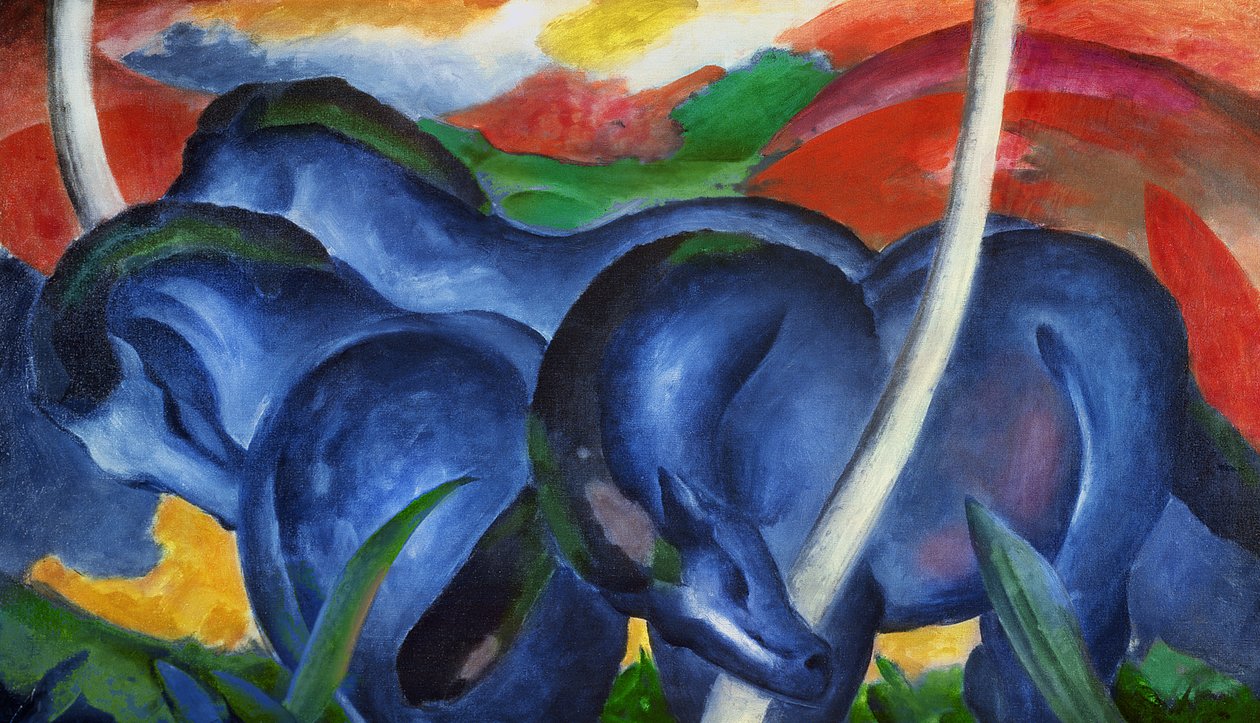 弗朗茨·马克（1880-1916）的蓝色大马，布面油画 作者 弗朗兹·马克（Franz Marc）