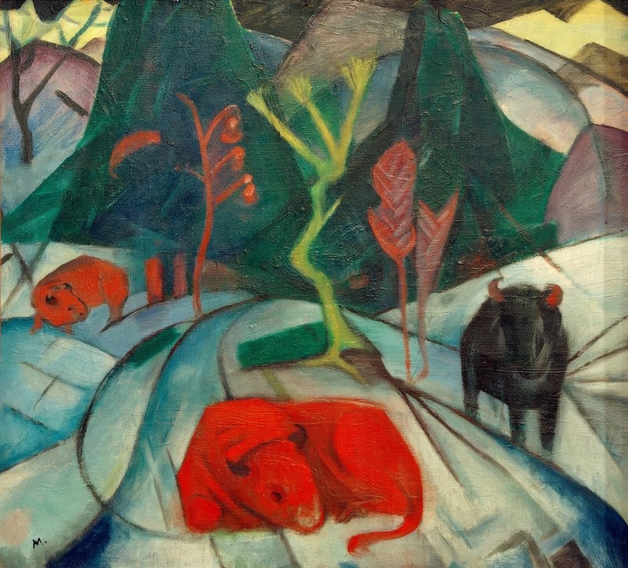 冬季野牛（野牛） 作者 弗朗兹·马克（Franz Marc）
