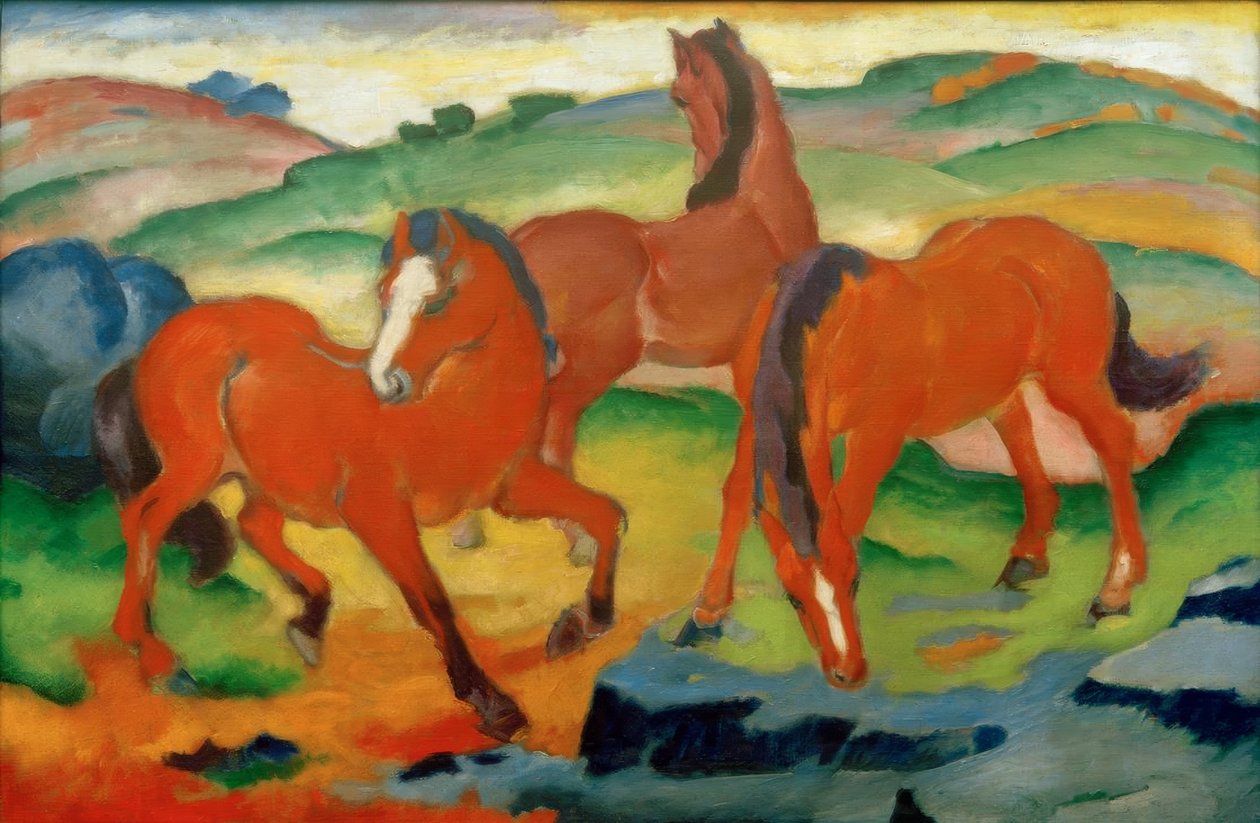 红马（放牧马四） 作者 弗朗兹·马克（Franz Marc）